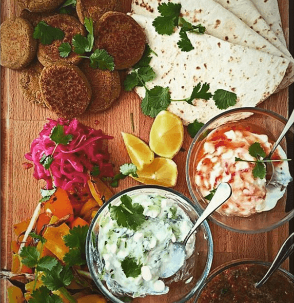 Baked falafel wraps