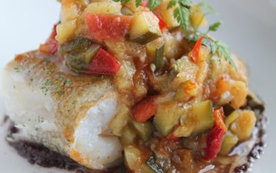 Fish with Ratatouille & Chickpea Mash